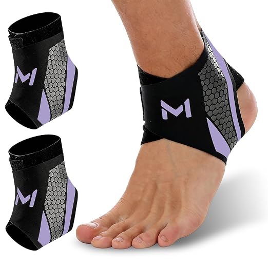 2-Pack Ankle Brace Compression Support Stabilizer,Adjustable Lace-Up Ankles Sock Sports Basketball Sprain Recovery Men Women Foot Orthopedic Grade Tendonitis Protection Plantar Fasciitis Relief,Purple
