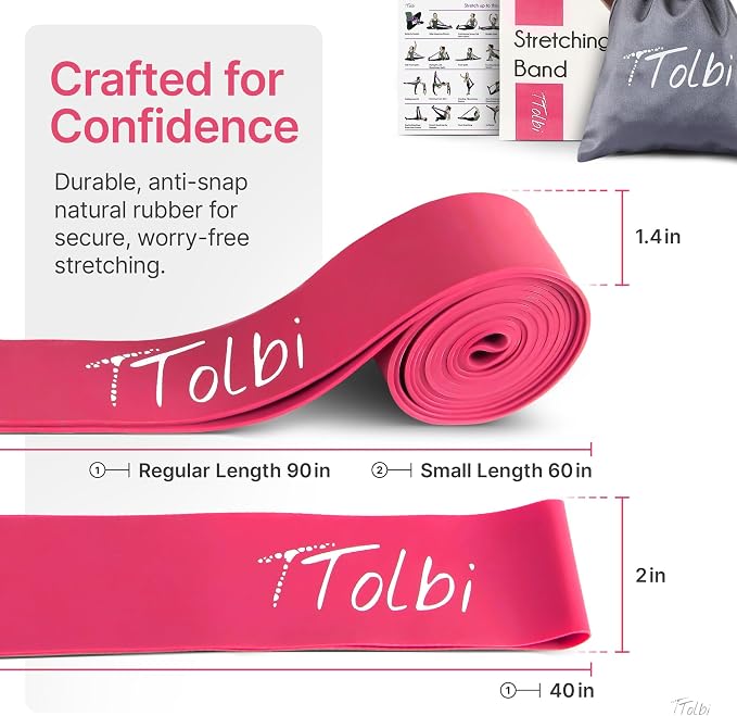 2-Pack Ballet Stretch Bands with Foot Mini Loop, Natural Rubber Dance Bands | Splits and flexibility training for kids, teens and adult dancers, gymnasts and cheerleaders, beginner guide and travel bag