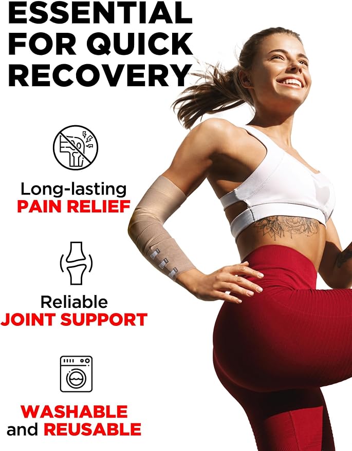 Premium Elastic Bandage Wrap - Extra Long - 2pk - 4" x 9ft + 4 Extra Clips | Strong Compression Bandage Wrap for Leg, Arm, Wrists, Elbow, Ankles, Feet and Knees - for First Aid Kit and After Surgery