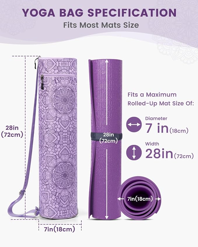 Gonex Yoga Mat Bag, Full-Zip Mat Carrier | 600D Oxford Fabric, Wet Pocket, Front Zip Pocket, Adjustable Strap, Fits Mats up to 26"