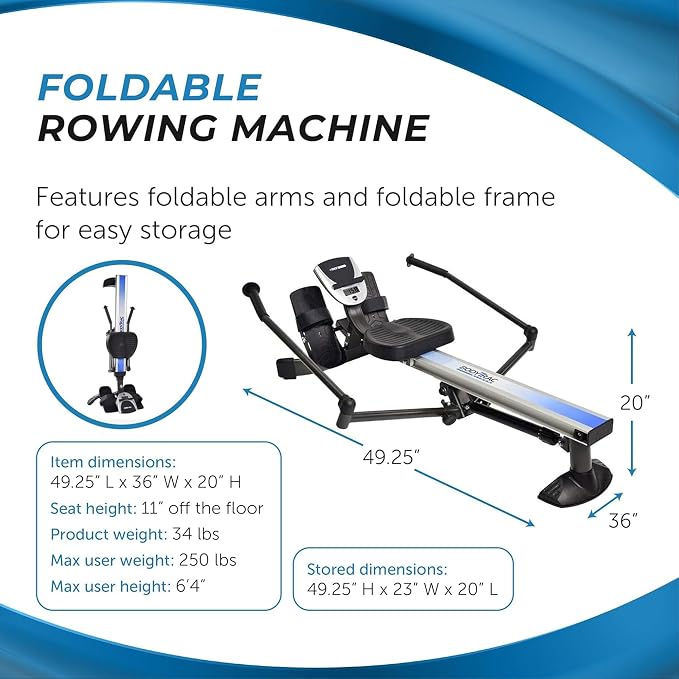 Stamina BodyTrac Glider Exercise Rowing Machine | Compact rowing machine for low-impact cardio training at home