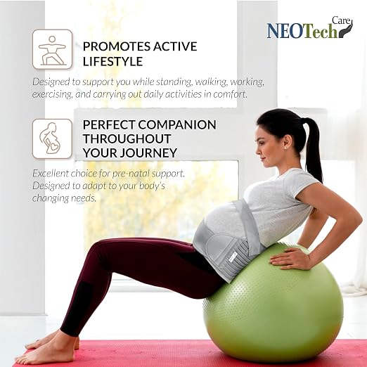 NeoTech Care Pregnancy Belly Band, Maternity Belt, for Pregnancy Belly Support, Back/Pelvic Support (Size XXL, Grey Color)
