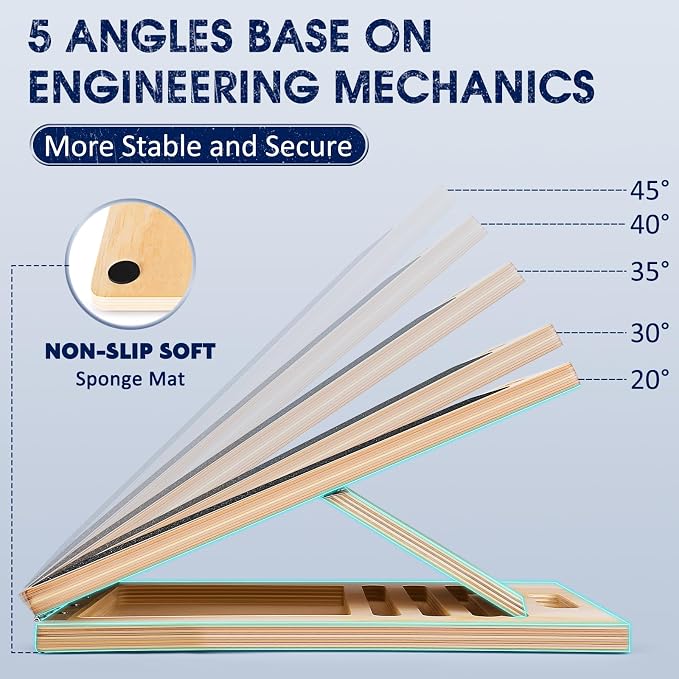 Portable Wooden Slant Board for Calf Stretching Squats Calf Stretcher Pilates Physical Therapy Equipment Adjustable Incline Board for Knees Ankle Heel Feet Leg