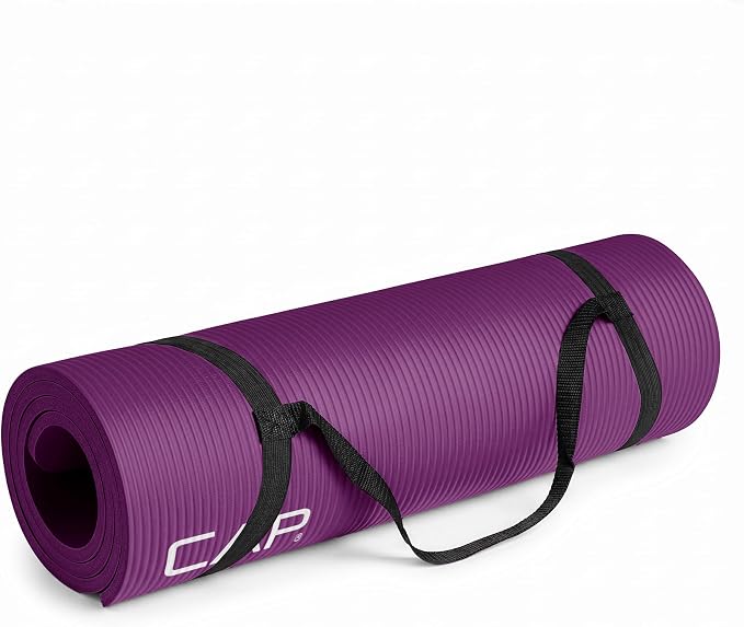 CAP Barbell 1/2-Inch High Density Exercise Yoga Mat with Strap | Multiple Options