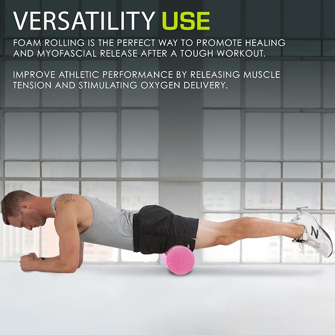 ProsourceFit High Density Foam Rollers 36 - inches long,Firm Full Body Athletic Massage Tool for Back Stretching, Yoga, Pilates, Post Workout Muscle Recuperation, Pink