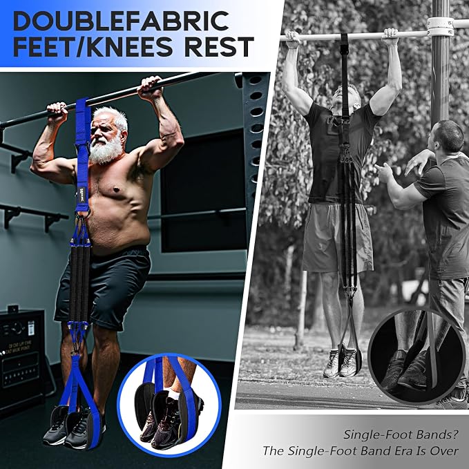 HOXWC Pull Up Assistance Bands, Adjustable Heavy Duty Resistance Band for Pull Up, 3 Pull Up Bands, Comfortable Fabric Feet/Knee Rest, Assistance Bands for Pull-Up, Home Fitness, Body Stretching