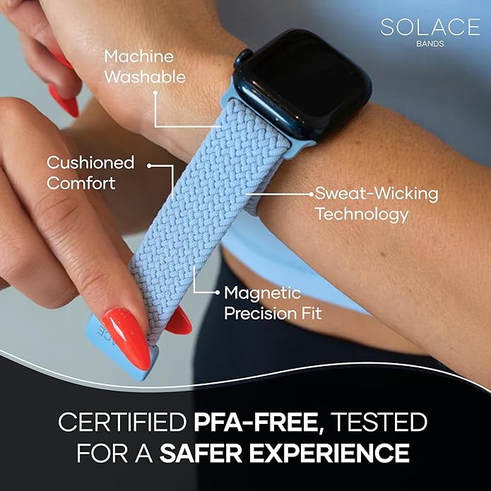 Solace Bands Imperium Adapt Wide Adjustable Nylon Braided Watch Band - Compatible with All Apple Watches - Solace Apple Watch Bands for Women & Men - Smart Watches Band Series 11-1, Ultra, SE