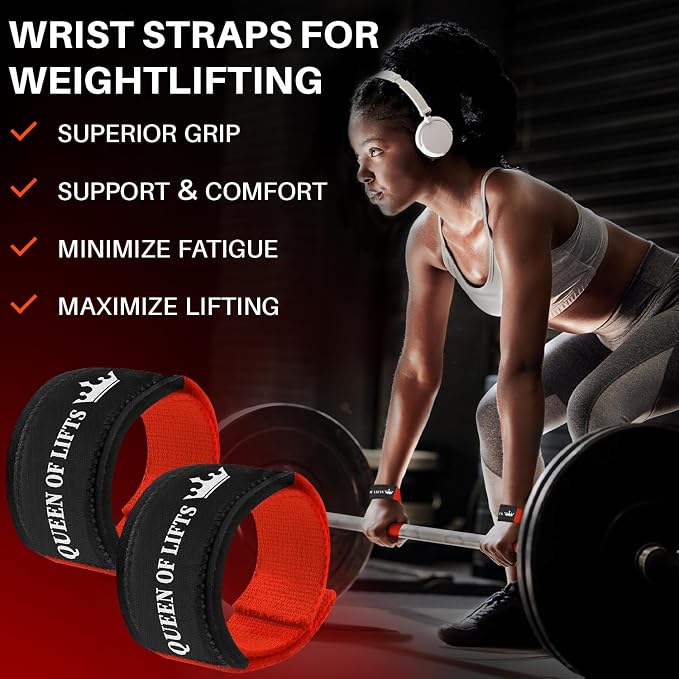TECEUM Neoprene Padded Cotton Lifting Straps for Weightlifting, 1 Pair