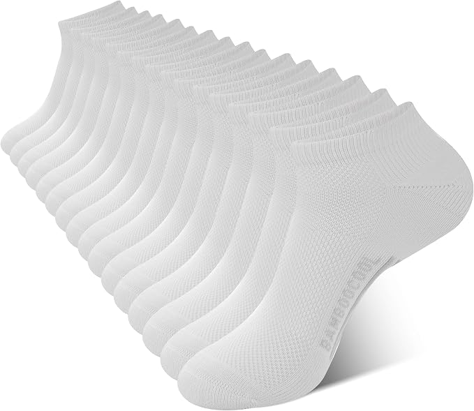 BAMBOO COOL Men's Athletic Ankle Socks Moisture Wicking, Anti-Odor Breathable Running Mesh Socks Arch Support, 8 Pack