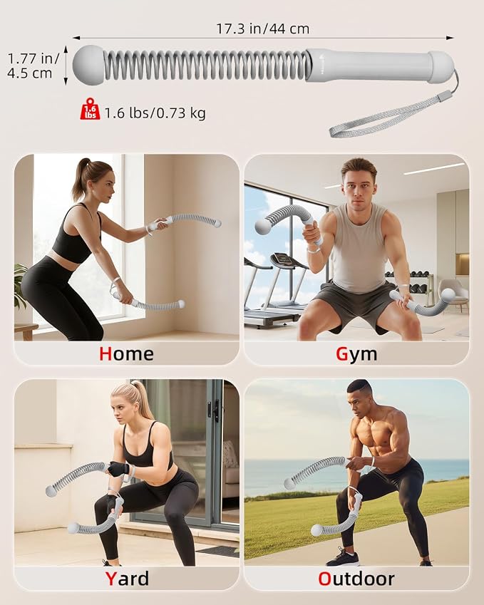 Abahub Weighted Ropeless Battle Rope, Portable Silent Cordless Battle Ropes, Space Saving Home Gym No Battle Ropes with Storage Bag, 2PCS Grey - Set A