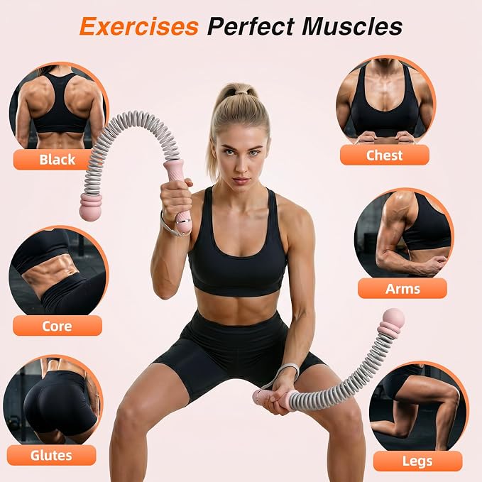 Weighted Ropeless Battle Ropes, High-Resistance Portable Heavy-Duty Cordless Rope for Home Gym with Poster, Low Noise. HIIT and Low-Impact Cardio Aerobic Training for Men & Women