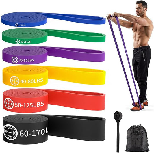 Exercise Bands，Set of 6 Resistance Bands for Working Out,Pull Up Bands Set,at Home Workout Equipment,Instruction Guide and Carry Bag Included