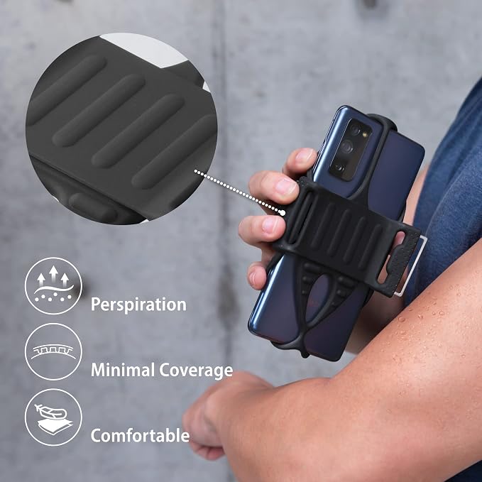 Bone Cell Phone Armbands+Sport Pocket, Run Tie 2+Pocket, L Arm Size, Fits Phone Size 4.7-7.2 Inches for iPhone 13 12 11 Pro Max XS XR X Samsung Galaxy | Sweat Wicking, Dual-Layer Comfort, Skin-Friendly Washable Silicone Strap, Phone Arm Holder for Work...