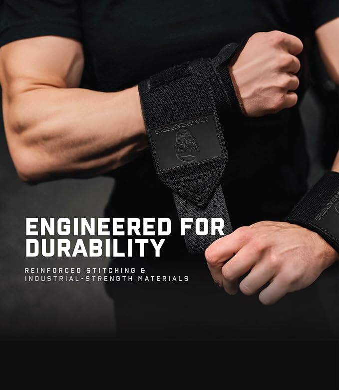 Gymreapers Weightlifting Wrist Wraps (IPF Approved) Professional Quality Wrist Support with Heavy Duty Thumb Loop - Best Wrap for Powerlifting Competition, Strength Training, Bodybuilding