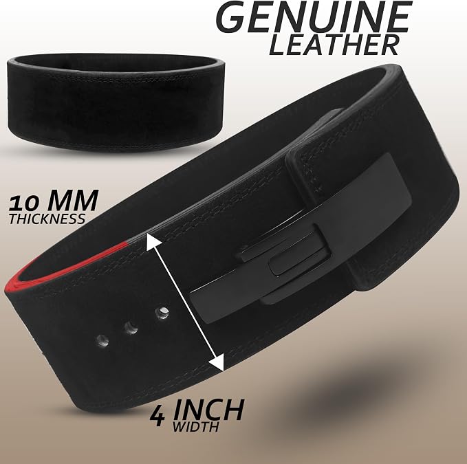 RAD Lever Weight Lifting Gym Belt for Men & Women Size 63 TO107 CM,Thick 10MM & Width 4 Inch Lever Powerlifting Belts for Women Dead Lift Workout Belt Leather Weight Lifting Lever Gym Squat Belt