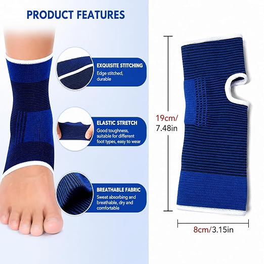 2 Pack Compression Ankle Brace Support Sleeve for Women & Men, Breathable Elastic Ankle Wrap for Sprained Ankle, Plantar Fasciitis, Achilles Tendonitis, Running, Sports, Gym