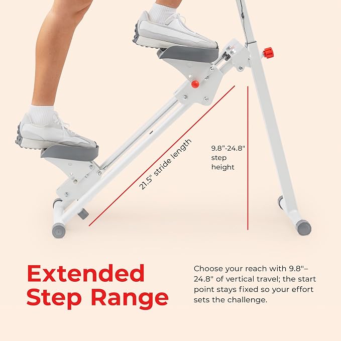 Sunny Health & Fitness Stair Stepper for Home | SunnyFit App Connection, Long Stride Length, Home Gym Exercise, Compact Foldable, Leg and Glute Training