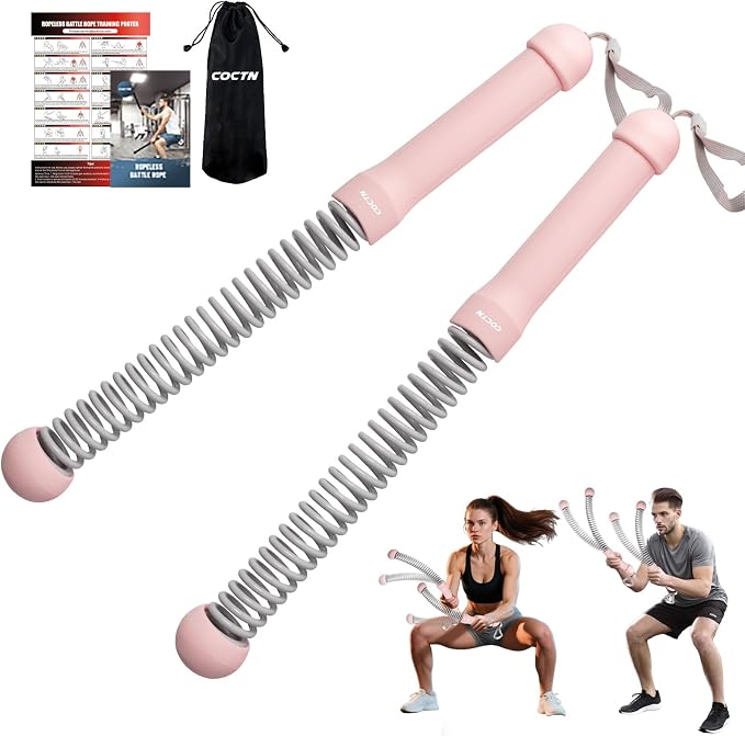 Weighted Ropeless Battle Ropes, Portable Cordless Battle Ropes with Poster | Heavy Duty Portable COCTN Battle Ropes for Strength Building, Cardio Fitness, Workout Equipment for Low-Impact Workout