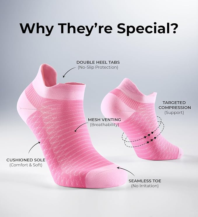 FITRELL Ankle Compression Socks for Women & Men - 5/6 Pairs Cushioned Arch Support Running Socks, Plantar Fasciitis Relief