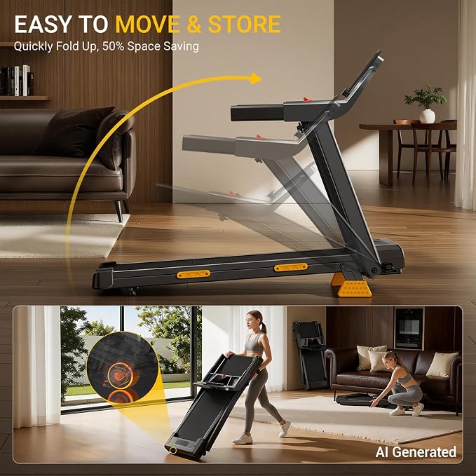 16% Foldable Incline Treadmills for Home, 12 Automatic Modes