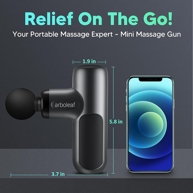 arboleaf Mini Massage Gun, Deep Tissue Percussion Massager Back Pain Relief | portable travel size, ultra-quiet, gift for men and women