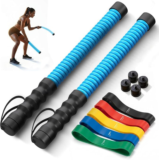 Ropeless Battle Ropes with Adjustable Weight & 5 Resistance Bands – Cordless Battle Ropes for Home Gym, Weighted Exercise Ropes for Strength Training & Full Body Workout for Women & Men