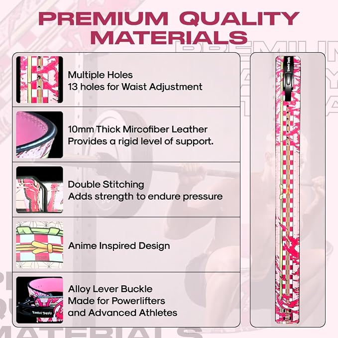 Anime Lever Belt, Weight Lifting Belt, Heavy Duty Powerlifting Weightlifting Gym Belt for Deadlifts Squats Back Support