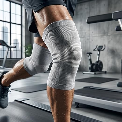 One Compression Bamboo Knee Sleeves For Women & Men Knee Pain, Elastic Compression Leg Sleeves for Arthritis, 2-Pack(Gray, Large(75-90KG))