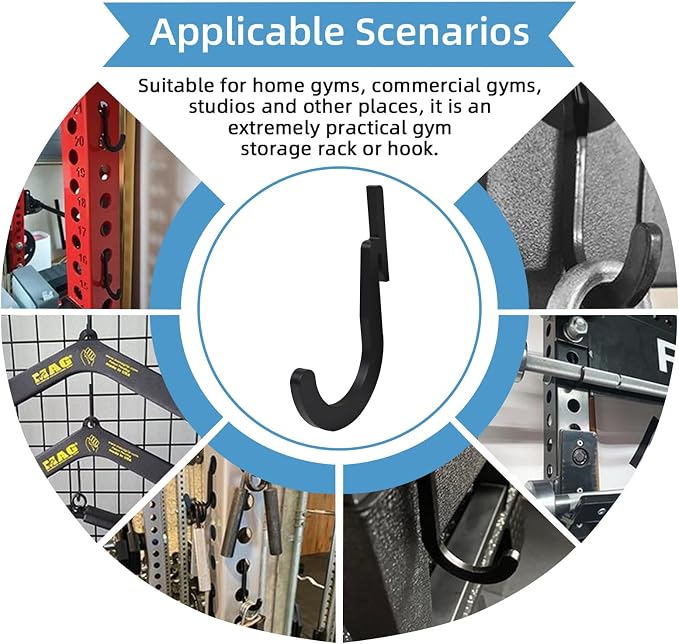 8PSC Power Rack Attachments Hooks,Squat Rack Accessories Hook,DIY Storage Hook for Resistance Bands Barbell Collars and Gym Accessories (8PCS-Black)