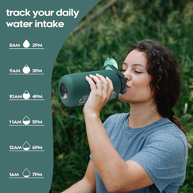 chunmo 74 oz Glass Water Bolttles with Straw Large Motivational Water Bottle with Time Marker Sports Water Bottles with Silicone Sleeve and Handle Lid 2.2L Water Jug for Gym Workout