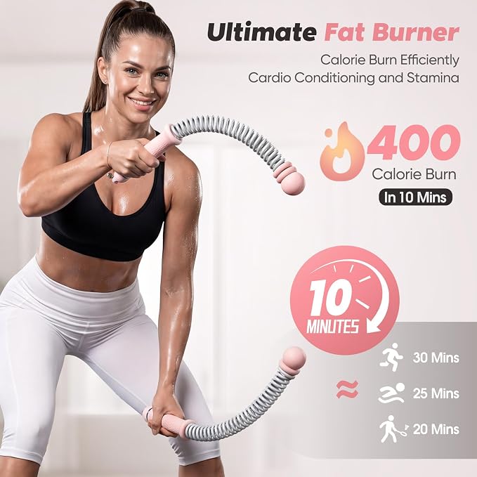 KUZARO Upgrade Weighted Ropeless Battle Ropes for Women, Quiet Adjustable Cordless Battle Ropes for Home Gym HIIT Cardio & Strength Training, Portable Exercise Rope for Arm & Core, Apartment Gear