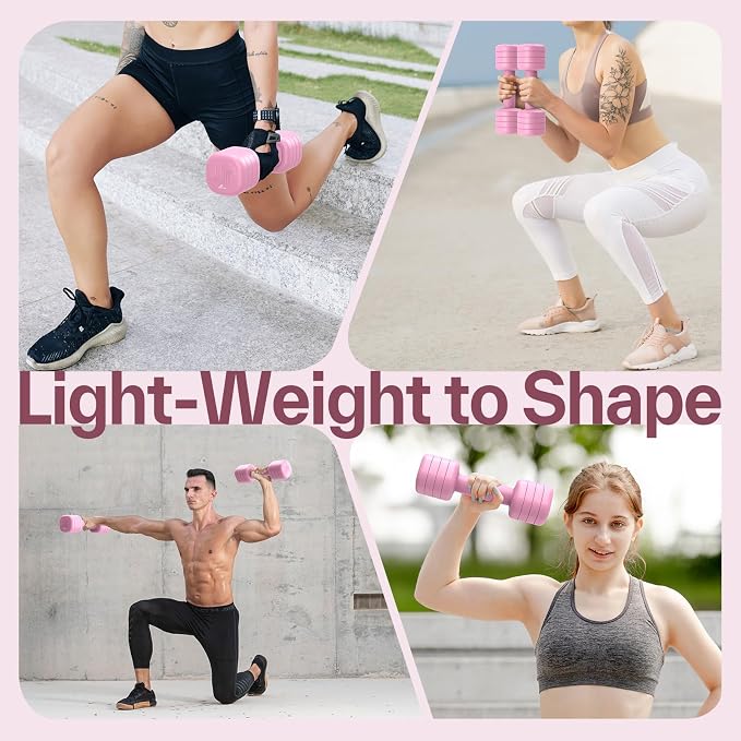 Adjustable Dumbbell Set of 2: Sportneer 4 in 1 Free Weights Dumbbells Set for Women, Hand Weights for Women at Home, Available in 5 lb × 2 and 10 lb × 2 Sets with Soft Rubber Handle for Home Gym Exercise Training