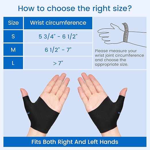 VELPEAU Elastic Thumb Wrist Support Brace (Pack of 2), Splashproof Compression Sleeve for Arthritis Pain, Tendonitis, Sprains, Sports, Splint Liner, Fits Left & Right Hands (Upgraded Short Version - Black, Small)
