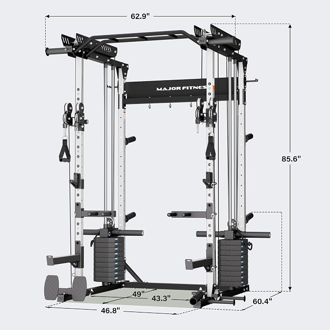 Major Fitness Drone MAX Power Rack with Weight Stacks, All-in-One Home Gym — 2500LB Capacity, Dual LAT Pull-Down & Cable Crossover, Heavy-Duty Full-Body Workout Power Cage