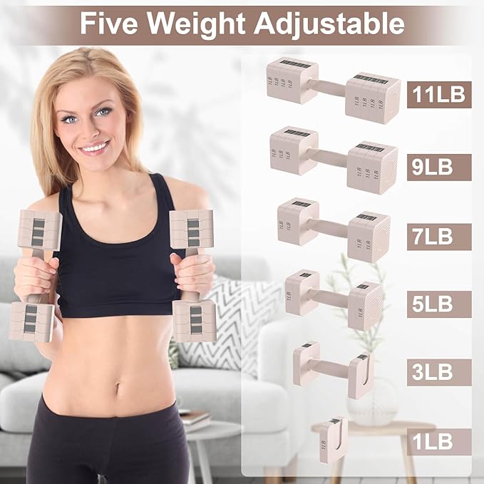 Hezeyferg Adjustable Dumbbells Set for Women/Men Home Gym | 18LBS 22LBS Adjustable Weight Dumbbells, Hand Weights Sets with Mutilple Levels, Full Body Workout