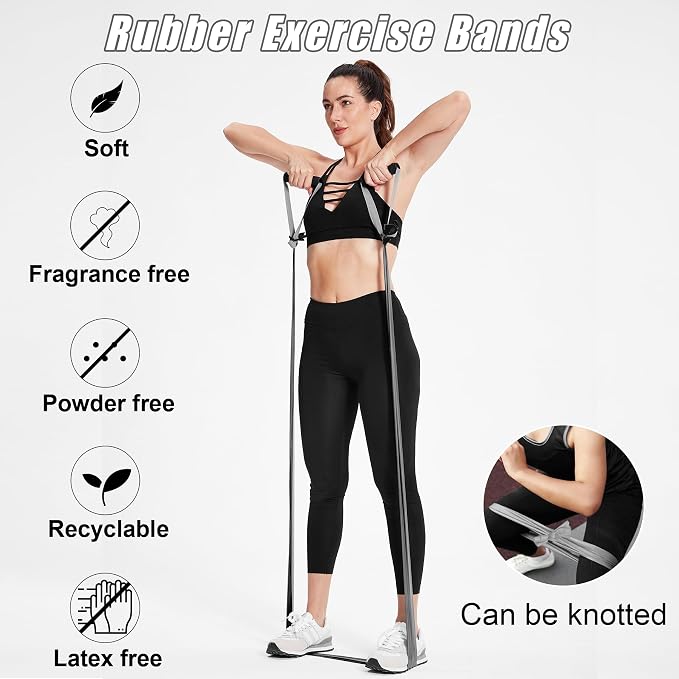 Resistance Bands Set for Physical Therapy, Rehab, Yoga and Pilates | Latex-Free elastic exercise bands suitable for rehab, yoga, Pilates, gym workouts, stretching, and home exercise