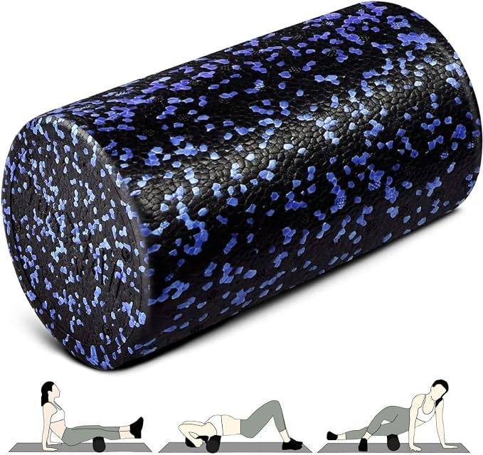 Yes4All Foam Roller, EPP High-Density Material, High Firmness Level, Back Roller for Athlete & Professional, Suitable for Back, Stretching, & Pilates, 12/18/24/36 inch - Blue Speckled, 12 in