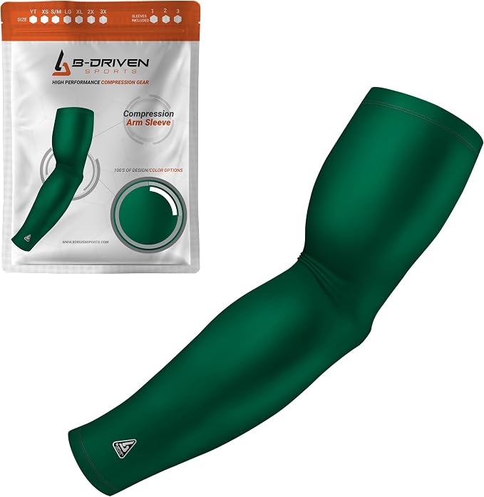 Pro-Fit Compression Arm Sleeve for Men, Women & Youth, Volleyball Baseball Basketball Weightlifting - Single