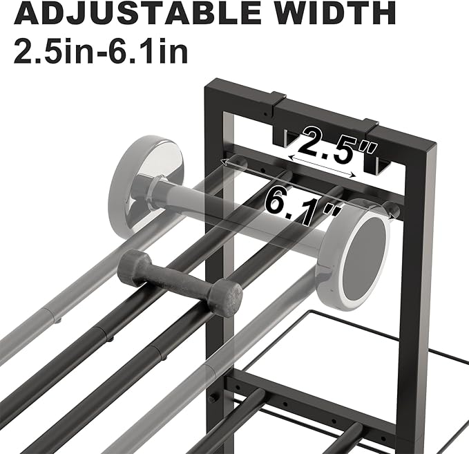 Adjustable Dumbbell Rack for Home Gym, Heavy-Duty Metal Stand | Adjustable 3-Tier Weight Rack Stores Dumbbells, Kettlebells and Yoga Mat, While Keeping Workout Accessories Neatly Organized