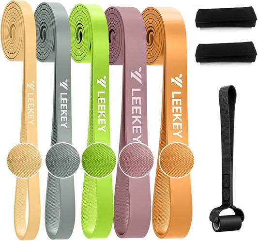 LEEKEY Pull Up Assistance Bands,5-125LB Resistance Bands with Grip、Door Anchor、Gym Bag - Exercise Bands for Full-Body Training, Fitness, Physical Therapy -USA Original Patent