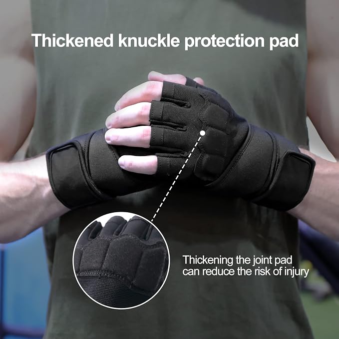 Workout Gloves for Men - Gym Weight Lifting Padded Gloves with Wrist Wrap Support, Full Palm Protection & Silicone Grip Gym Gloves, Exercise, Cross Training, Fitness, Pull-up