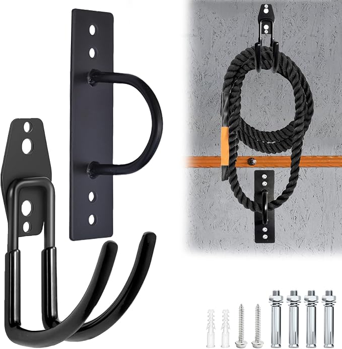 Heavy Duty Battle Rope Anchor Kit Wall Mount | Wall Anchor & Storage Hook for 30-50FT 1-2.5 Inch Battle Ropes, Multi-Functional Wall Bracket for Home Commercial Gym Garage
