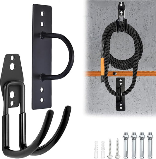 Heavy Duty Battle Rope Anchor Kit Wall Mount | Wall Anchor & Storage Hook for 30-50FT 1-2.5 Inch Battle Ropes, Multi-Functional Wall Bracket for Home Commercial Gym Garage