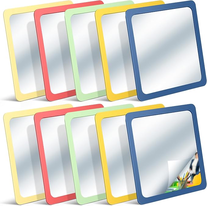 10 Pcs Small Mirrors for Craft 6 x 6 Mirror for Kid,Hippie Colors | Shatterproof Mirrors in Bulk for Kids for Baby School Classroom Craft Chick Bird Brooders Grow out Pens
