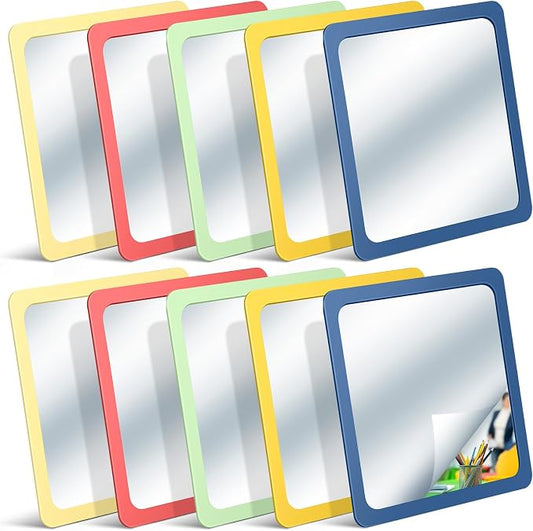 10 Pcs Small Mirrors for Craft 6 x 6 Mirror for Kid,Hippie Colors | Shatterproof Mirrors in Bulk for Kids for Baby School Classroom Craft Chick Bird Brooders Grow out Pens