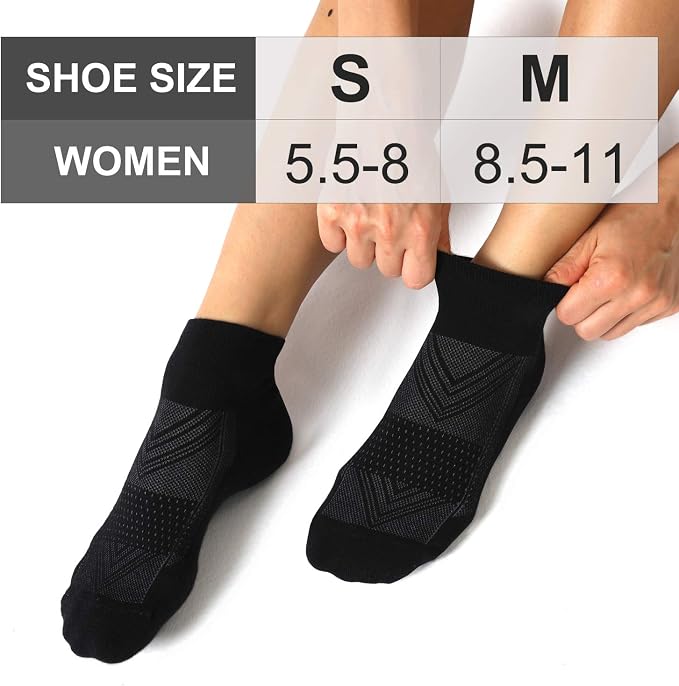 CS CELERSPORT 6 Pairs Women's Running Ankle Socks Athletic Sport Socks Cushioned