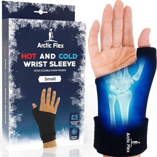 Arctic Flex Wrist & Thumb Ice Pack Wrap - Extra Strength Hot & Cold Therapy | Reusable Hand Freeze Sleeve - for Arthritis, Carpal Tunnel, Surgery, & Pain Relief (Fits Left & Right)
