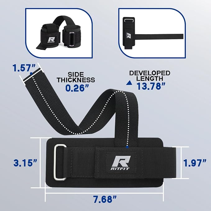 RitFit Wrist Wraps with Neoprene Padding for Weightlifting | 6.55mm Thick, Anti-Slip Dual-Purpose Support and Lifting Strap, Bodybuilding MMA Powerlifting, Deadlifts Pull Ups