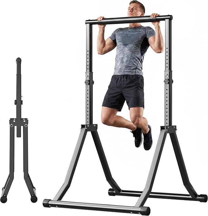 Foldable Pull Up Bar Station 66.1''-84.6'' Power Tower