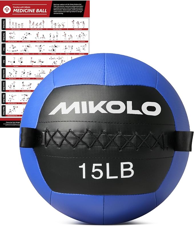 Mikolo Medicine Ball, Wall Ball,Soft Medicine Ball Set,Slam Ball for Core Training, Strength Workouts -Multi-Weight 10lbs 20lbs Exercise Balls for Home Gym, Functional Fitness (10/15/20/25LB)